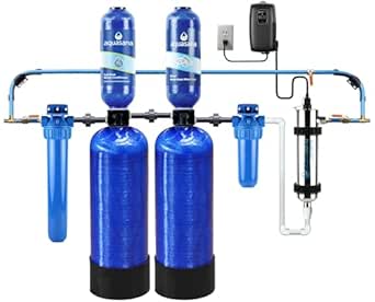 Aquasana Whole House Well Water Filter System - Softener Alternative w/ UV Purifier, Salt-Free Descaler, Carbon & KDF Media Filters Sediment 97% Of Chlorine 500,000 Gl- EQ-WELL-UV-PRO-AST