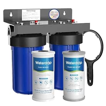 Waterdrop Whole House Water Filter System, Reduce Iron & Manganese, with Carbon and Sediment Filters, 5-Stage Filtration, Reduce Iron, Lead, Chlorine, Odor, 2-Stage WD-WHF21-FG, 1