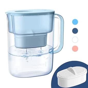 Waterdrop Water Filter Pitcher with 1 Filter, 200-Gallon Long-Life, 10-Cup Large Water Filter Pitcher, NSF Certified, 5X Times Lifetime, Reduces PFOA/PFOS, Chlorine, Blue