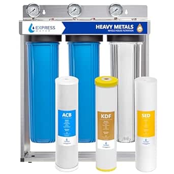 EXPRESS WATER 3-Stage Heavy Metal Water Filtration System, Stainless Steel, Reduces Contaminants, Improves Water Quality, Comprehensive Filtration, High Versatility