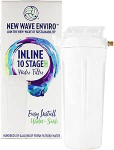 New Wave Enviro 10 Stage Water Filter, Inline Design, 800 Gallon Filter Life, Renter Friendly Fresh Water Filter, White Color