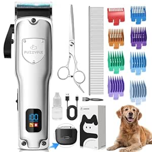 Dog Clippers for Grooming for Thick Heavy Coats, Professional Pet Grooming Clippers Supplies Kit Low Noise Rechargeable Stainless Steel Hair Trimmer with Ceramic Blade for Dogs Cats Animals