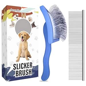 Dog Slicker Brush for Goldendoodles & Golden Doodle Brush for Grooming Kit - Dog Brush for Goldendoodle, Labradoodle, Poodles - Pet Hair Brush for Medium & Long Haired Dogs - Large(Blue)