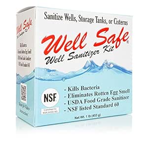 Well Sanitizer Kit - Water Purification for Wells, Storage Tanks & Cisterns - Improves Well Water Smell and Taste - Easy to Use - USDA Food Grade Sanitizer and Well Water Treatment