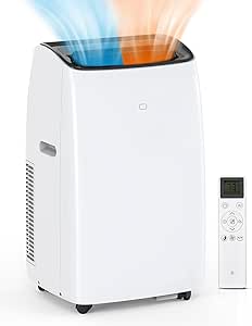 14,000 BTU Portable Air Conditioner and Heater, Smart Inverter Portable AC Units with Remote, Dual Hose, Dehumidifier, and Fan for Rooms Up to 750 Sq. Ft, Self Evaporation System, Utra Quite 42dB