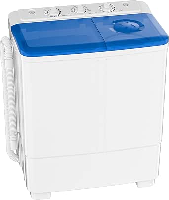 Portable Washing Machine, 20lbs Twin Tub Washer Mini Compact Laundry Machine with Drain Pump, Semi-automatic 12lbs Washer 8lbs Spinner Combo for Dorms, Apartments, RVs