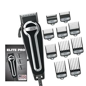 Wahl USA Elite Pro High-Performance Corded Home Haircut & Grooming Kit for Men – Electric Hair Clipper – Model 79602M