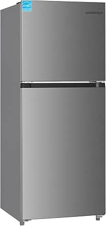 Upstreman 11.6 Cu.Ft. Double Door Refrigerator in Stainless Steel with Large Capacity Top Freezer, Frost Free, Adjustable Thermostat Control, Apartment Refrigerator with Freezer, ENERGY STAR