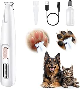 Dog Paw Trimmer,Pet Micro Precision Trimmer for Paws,Cordless Dog Clipper with Led Light,Paw Trimmer for Dogs Cats,USB Rechargeable Low Noise Dog Grooming for Paws,Face,Ears,Eyes,Hair