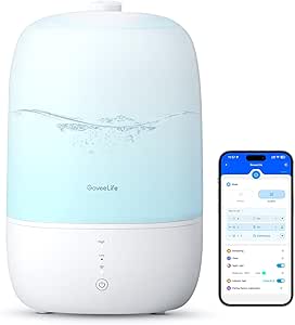 GoveeLife Smart Humidifiers for Bedroom, 3L Top Fill Cool Mist Humidifiers with Essential Oil Diffuser, Humidity Control, WiFi Air Humidifier with Night Light, for Baby, Plants, Home, Work with Alexa