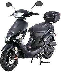 HHH 50cc Scooter Gas Street Scooter Fully Automatic 50cc Scooter Moped with Matching Trunk for Youth and Adult (Black Color) (Factory Packaged)