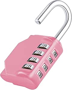 ZHEGE Combination Lock, 4 Digit Combination Padlock Outdoor, School Lock, Gym Lock (Pink)