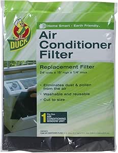 Duck Brand Replacement Air Conditioner Foam Filter, 24-Inch x 15-Inch x 1/4-Inch, 1285234