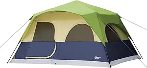 PORTAL 8 Person Instant Tent for Camping, Large Water Resistant Cabin Family Tent Easy Setup with 5 Large Mesh Windows, Rainfly, Carry Bag