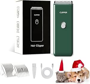 Professional Household Waterproof Low Noise Pet Hair Clippers Electric USB Rechargeable Painless Grooming Tools Hair Grooming Trimmer for Small Medium Dog Cat AP005 Green