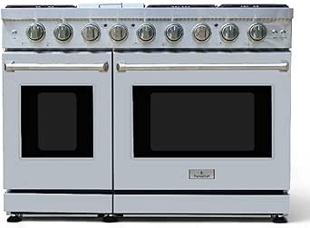 48-inch Pro-Style Gas Range with 6 High-Powered Burners, Griddle Cooktop & 6.8 cu. Ft. Double Oven in Stainless Steel - Natural Gas/LP Convertible Freestanding Range