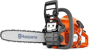 Husqvarna 135 Mark II Gas Powered Chainsaw, 38-cc 2.1-HP, 2-Cycle X-Torq Engine, 16 Inch Chainsaw with Automatic Oiler, For Wood Cutting and Tree Pruning