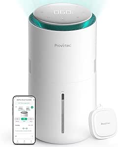 MistFree Smart Humidifier for Bedroom, Evaporative Humidifier No White Dust, Auto Humidity & APP Control, 3L Water Tank Easy to Clean, Sleep Mode, Timing, Humidifiers for Nursery, Baby