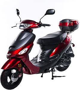 X-PRO 50cc Moped Scooter Gas Moped 50cc Scooter Street Bike (Burgundy)