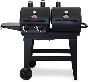 Char-Griller® Dual-Function 2-Burner 24,000 BTU Propane Gas and Charcoal Combination Grill and Smoker with 870 Cooking Square Inches in Black, Model E5030