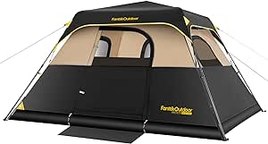 FanttikOutdoor Camping Tent 4/6/8/10 Person Instant Cabin Tent Setup in 60 Seconds with Rainfly & Windproof Portable with Carry Bag for Family Camping & Hiking, Upgraded Ventilation