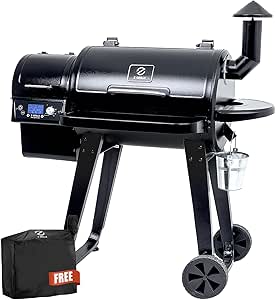 Z GRILLS ZPG-450A Wood Pellet Grill & Smoker with PID V2.1 Controller, 450 Sq in Cook Area, Meat Probe, 8 in 1 BBQ Grill Outdoor Auto Temperature Control, Black