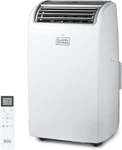 BLACK+DECKER Portable Air Conditioner with Heat, 10,200 BTU SACC/CEC (14,000 BTU ASHRAE 128) with 12,000 BTU Heating for Rooms Up To 700 Sq. Ft., Portable AC with Follow Me Remote Control, White