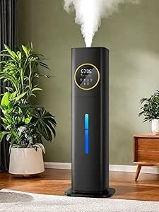 Humidifier Large Room Bedroom with Night Light, 2.1Gal(8L) Humidifiers for Home with Essential Oil Diffuser, Top Fill Whole House Cool Mist Humidifiers for Plants Baby Kids Adults(Black)