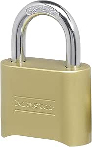 Master Lock Brass Combination Padlock for Indoor and Outdoor use with Resettable Combination for Gym Locker, Gate, Fence, or Shed Lock, 175D