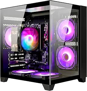 LXZ Desktop Computer AMD Ryzen 5 5600G 6 core 3.9GHz, 16G DDR4 RAM, 512G NVME SSD, Tower Computer for Gaming, Home and Office (Black)