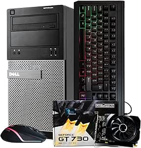 Dell Gaming PC Tower, Intel i5, 16GB RAM, 128GB SSD 500GB HDD, Windows 10, Nvidia GT 730 2GB, New RGB Gaming 4-in-1 Bundle (Renewed)