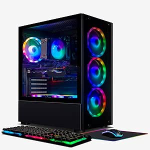 STGAubron Gaming PC Computer Desktop, GeForce RTX 2060 6G, AMD Ryzen 5 PRO 2600 up to 3.9G, 16G DDR4, 512G SSD, 600M WiFi, BT 5.0, RGB Fan x6, Windows 11 Home