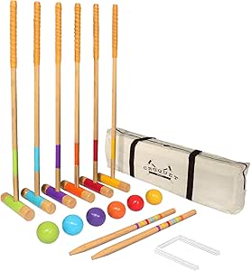 GoSports Six Player Croquet Set for Adults & Kids - Modern Wood Design - Choose Deluxe (35