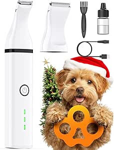 oneisall Dog Paw Trimmer,Corldless Paw Trimmer for Dogs with Double Blades,Quiet 2 Speed Small Dog Grooming Clippers for Paws, Eyes, Ears, Face, Rump (White)