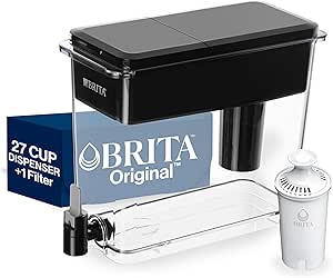 Brita UltraMax Large Water Dispenser With Standard Filter, BPA-Free, Reduces Copper, Cadmium and Mercury Impurities, Lasts 2 Months or 40 Gallons, Includes 1 Filter, Kitchen Accessories, Large 27-Cup