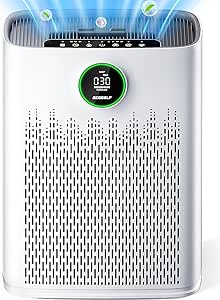 Air Purifiers for Home Large Room, with Smart Mode, PM2.5 Air Quality Display, 22dB Sleep Mode, Aromatherapy, Cover Up to 1295 Ft² with 2X-Purification & 360°Air Outlet, HAP603, White