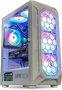 ViprTech Ghost 3.0 Liquid-Cooled PC - AMD Ryzen 5 5600X (12-LCore 4.6Ghz), RTX 4060 8GB, 32GB DDR4 3200, 1TB NVMe SSD, VR-Ready, Streaming, WiFi, RGB, Win 11, Warranty, Gaming Desktop Computer