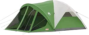 Coleman Evanston Screened Camping Tent, 6/8 Person Weatherproof Tent with Roomy Interior Includes Rainfly, Carry Bag, Easy Setup and Screened-In Porch