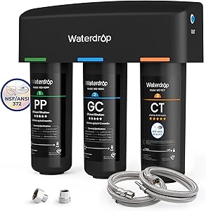 Waterdrop TSA 8 Layer Under Sink Water Filter System, Under Sink Water Filtration System, Reduces PFAS, PFOA/PFOS, Fluoride, Chlorine, Bad Taste & Odor, NSF/ANSI 42 Certified Element, USA Tech