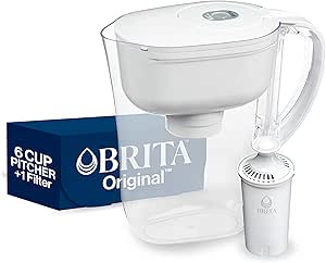 Brita Metro Water Filter Pitcher with SmartLight Change Indicator, BPA-Free, Replaces 1,800 Plastic Water Bottles a Year, Lasts Two Months, Includes 1 Filter, Small - 6-Cup Capacity, White