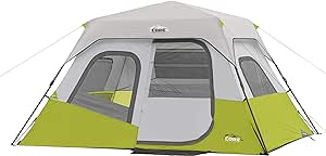 CORE Instant Cabin Tents | 6 Person / 9 Person / 10 Person / 12 Person Family Cabin Multi Room Pop Up Tents Car Camping | Included Storage Pockets for Camping Accessories