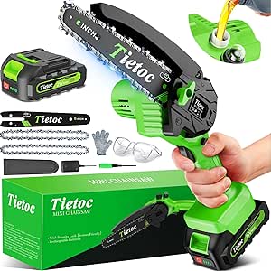 Tietoc Chainsaw 6 Inch Mini Electric Chainsaw Cordless Battery Powered, Hand Held Saw for Wood/Trees Trimming, Tools for Household and Garden, Chain Saw Gift for Men Dad Husband Fathers Gardener 2025