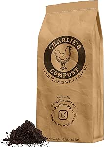 Charlie's Compost - Organic Fertilizer for Home Gardens, Raised Beds, Containers, Natural Soil Amendment with Biochar 10lb