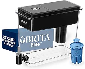 Brita UltraMax Elite Water Filter Dispenser, Removes 99% of Lead, Includes 1 Filter, 27-Cup, Black