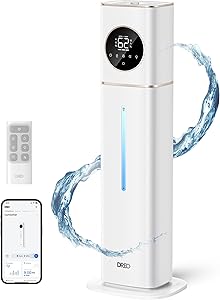 Dreo 11L Smart Humidifier Large Room 700 ft², 100H Cool Mist Air Humidifiers for Bedroom, Top-Fill Self-Cleaning Tank, 26dB, Auto Mode, Aroma Box, RGB Light, Remote & APP Control, Baby, Plant, White