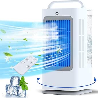 Portable Air Conditioners, 1700ml Evaporative Air Cooler with Remote, 120° Oscillating Mini Air Conditioner Portable with 3 Speeds & 1-7H Timer, Portable AC Unit for Bedroom Room Office Desk…