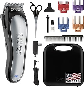 Wahl USA Lithium Ion Pro Series Cordless Animal Clippers – Rechargeable, Heavy-Duty, Electric Dog & Cat Grooming Kit for Small & Large Breeds with Thick to Heavy Coats – Model 9766