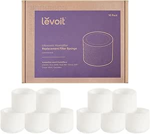 LEVOIT 10-Pack Top Fill Humidifier Replacement Filters, Capture Particles to Improve Humidification Efficiency, for Classic160, Dual150, Dual200S, Classic300(S), LV600S, OasisMist450S, Superior6000S