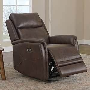 Leather Recliner Chair Faux Power Reclining Sofa Lazy Boy Electric Glider Rocking Function with Armrest USB & Type-C Ports for Living Room Bedroom Home Theater Seating