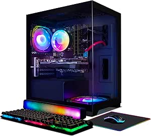 STGAubron Gaming PC Desktop, Radeon RX 580 16G GDDR5, Intel Core i7 up to 3.9G, 16G RAM, 512G SSD, 600M WiFi, BT 5.0, RGB Fan x2, RGB BT Sound Bar, Windows 10 Home